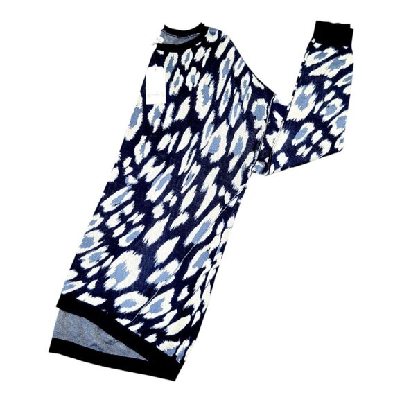 NWT Womens XL Wonderly Navy Animal Print Oversized Long Sleeve High-Low Sweater - Picture 7 of 12